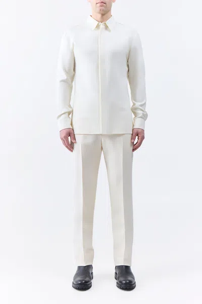 Gabriela Hearst Nicolas Shirt In Ivory Silk Wool Cady In Ivory
