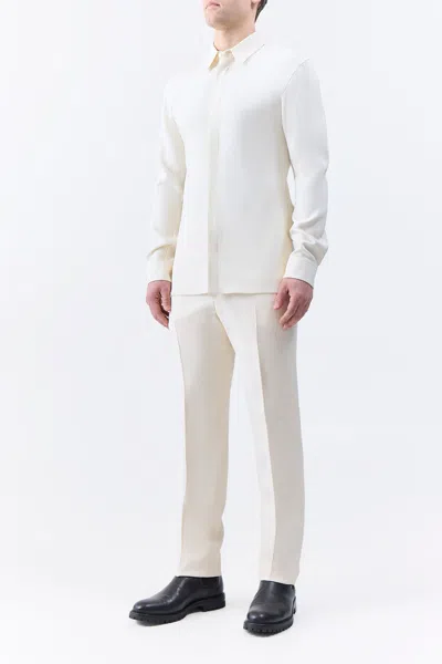 Gabriela Hearst Nicolas Shirt In Ivory Silk Wool Cady In Ivory