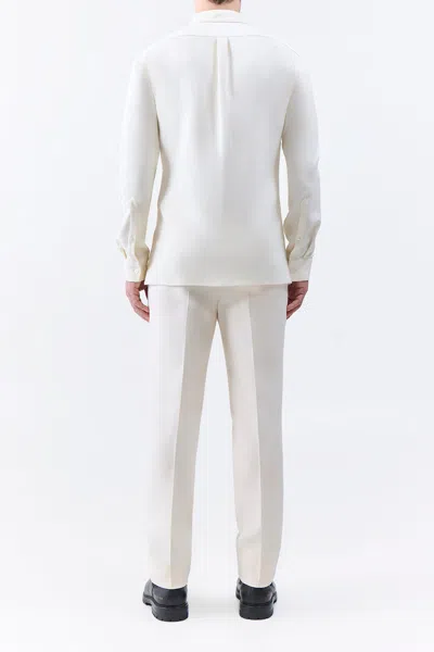 Gabriela Hearst Nicolas Shirt In Ivory Silk Wool Cady In Ivory