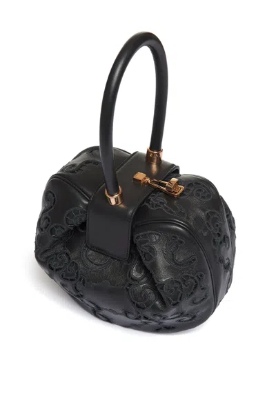 Shop Gabriela Hearst Nina Bag In Black Nappa Leather With Lace