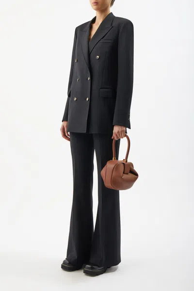 Shop Gabriela Hearst Nina Bag In Black & Ivory Stripes Nappa Leather In Black/ivory