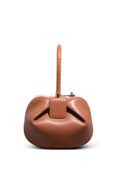Gabriela Hearst Nina Bag In Cognac Nappa Leather With Crocodile Leather Handle In Cognac