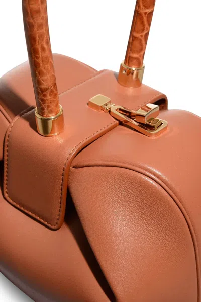 Gabriela Hearst Nina Bag In Cognac Nappa Leather With Crocodile Leather Handle In Cognac