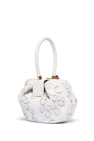 Shop Gabriela Hearst Nina Bag In Ivory Nappa Leather With Lace