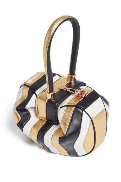 Gabriela Hearst Nina Bag In Gold, Black & Ivory Stripes Nappa Leather In Gold/black/ivory