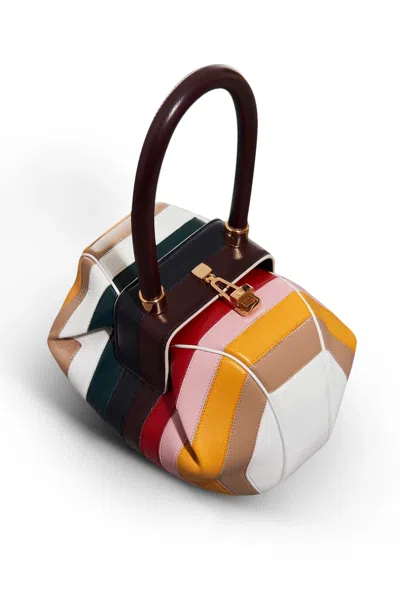 Shop Gabriela Hearst Nina Bag In Multicolor Stripes Nappa Leather