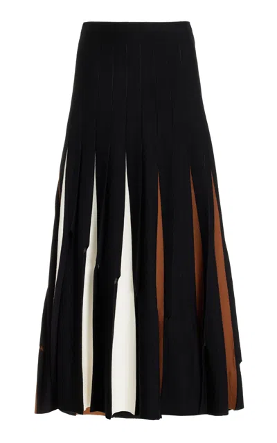 Shop Gabriela Hearst Olya Pleated Skirt In Merino Wool In Black Multi