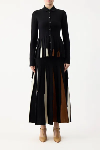 Gabriela Hearst Olya Virgin Wool Midi Skirt In Black Multi