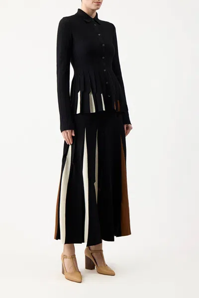 Shop Gabriela Hearst Olya Pleated Skirt In Merino Wool In Black Multi