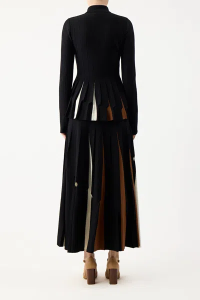 Shop Gabriela Hearst Olya Pleated Skirt In Merino Wool In Black Multi