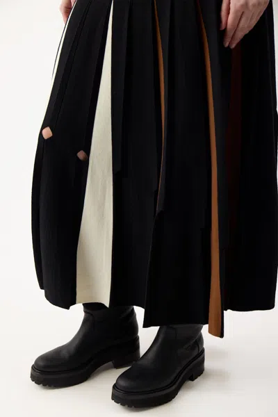 Shop Gabriela Hearst Olya Pleated Skirt In Merino Wool In Black Multi
