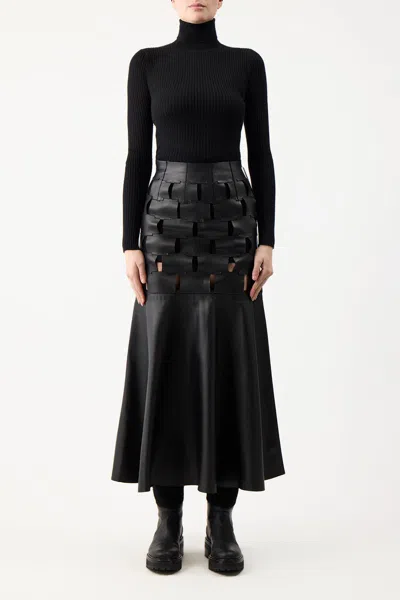 Gabriela Hearst Peppe Knit Turtleneck In Black Cashmere Silk In Black