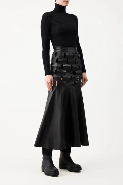 Gabriela Hearst Peppe Knit Turtleneck In Black Cashmere Silk In Black