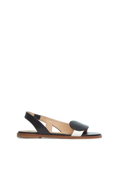 Gabriela Hearst Pippa Flat Sandal In Black & Ivory Nappa Leather In Black/ivory/rose Quartz