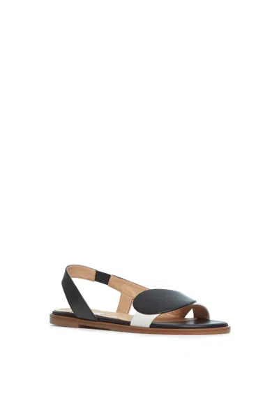 Gabriela Hearst Pippa Flat Sandal In Black & Ivory Nappa Leather In Black/ivory/rose Quartz