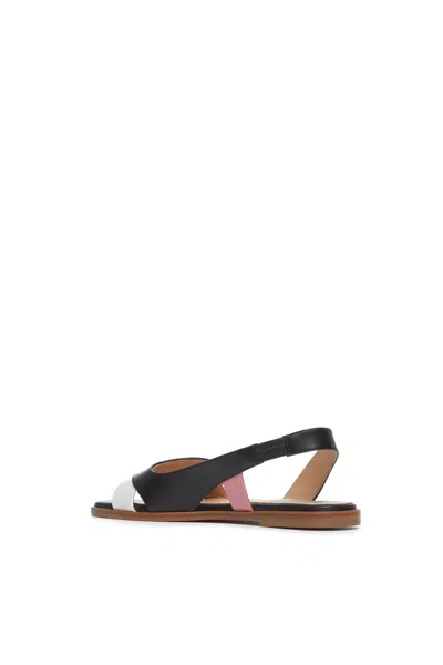 Gabriela Hearst Pippa Flat Sandal In Black & Ivory Nappa Leather In Black/ivory/rose Quartz