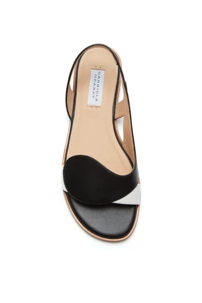 Gabriela Hearst Pippa Flat Sandal In Black & Ivory Nappa Leather In Black/ivory/rose Quartz