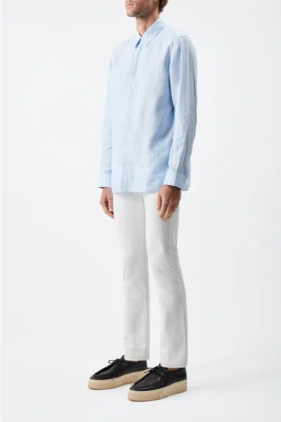 Shop Gabriela Hearst Quevedo Shirt In Light Blue Linen