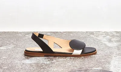 Gabriela Hearst Pippa Flat Sandal In Black & Ivory Nappa Leather In Black/ivory/rose Quartz