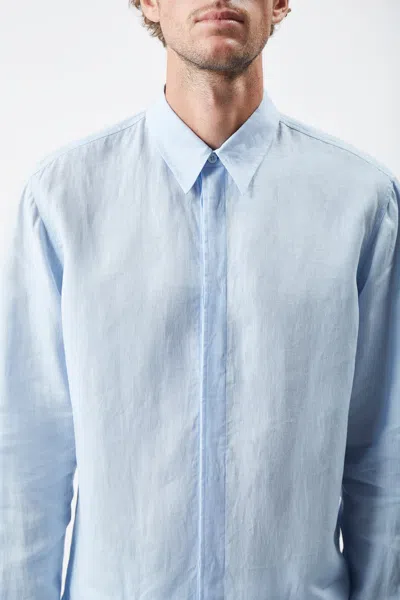Shop Gabriela Hearst Quevedo Shirt In Light Blue Linen