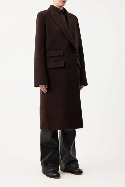 Shop Gabriela Hearst Reed Coat In Chocolate Recycled Cashmere Felt
