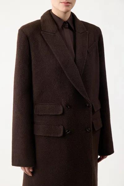 Shop Gabriela Hearst Reed Coat In Chocolate Recycled Cashmere Felt