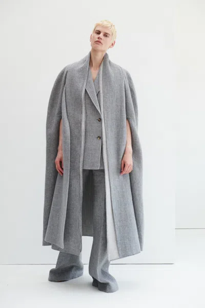 Shop Gabriela Hearst Rhein Pant In Light Grey Cashmere Linen In Light Grey Melange