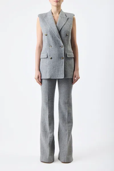 Shop Gabriela Hearst Rhein Pant In Light Grey Cashmere Linen In Light Grey Melange