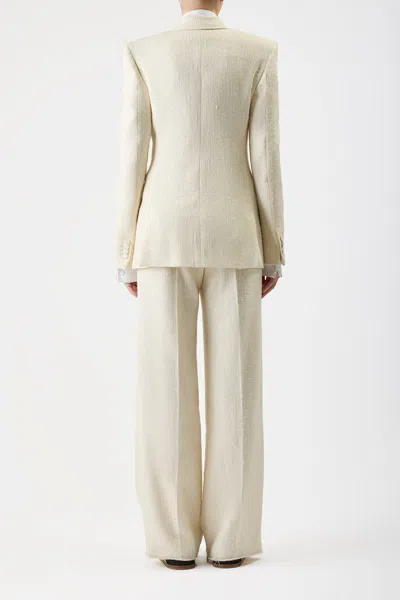 Shop Gabriela Hearst Rhein Pant In Ivory Silk Wool Slub