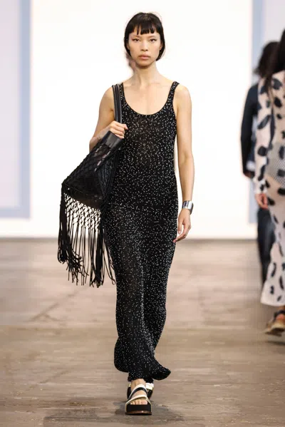 Shop Gabriela Hearst Sanne Knit Tank Top In Black Beaded Silk In Black/white