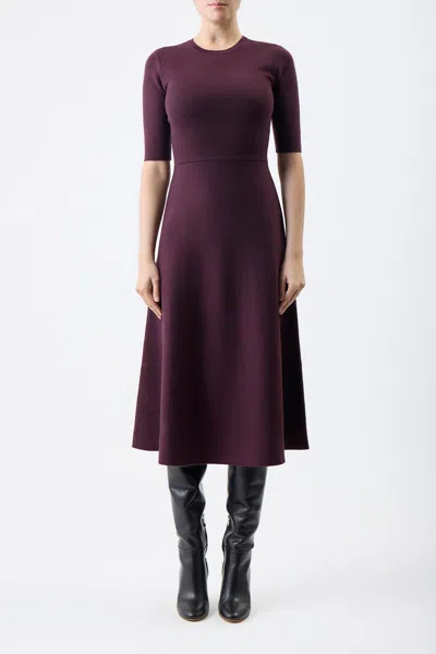 Shop Gabriela Hearst Seymore Knit Dress In Deep Bordeaux Cashmere Wool With Silk