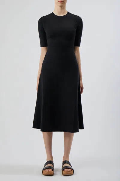 Gabriela Hearst Seymore Flared-hem Wool-blend Maxi Dress In Black