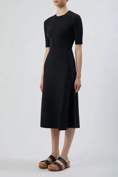 Gabriela Hearst Seymore Flared-hem Wool-blend Maxi Dress In Black
