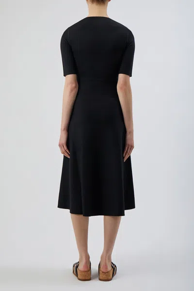 Gabriela Hearst Seymore Flared-hem Wool-blend Maxi Dress In Black