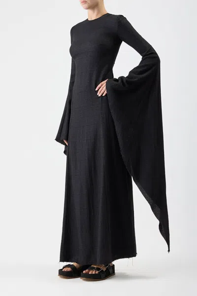 Shop Gabriela Hearst Sigrud Draped Dress In Black Silk Wool Gauze