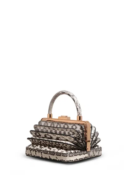 Shop Gabriela Hearst Small Diana Bag In Black & Ivory Snakeskin In Black/ivory