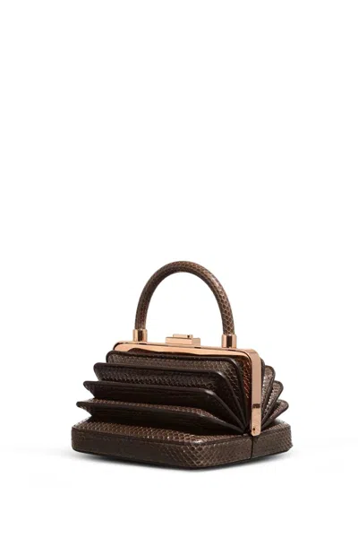 Gabriela Hearst Small Diana Bag In Bordeaux Snakeskin In Charcoal