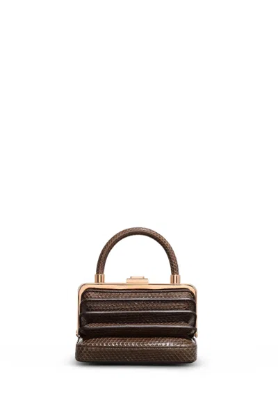 Gabriela Hearst Small Diana Bag In Bordeaux Snakeskin In Charcoal