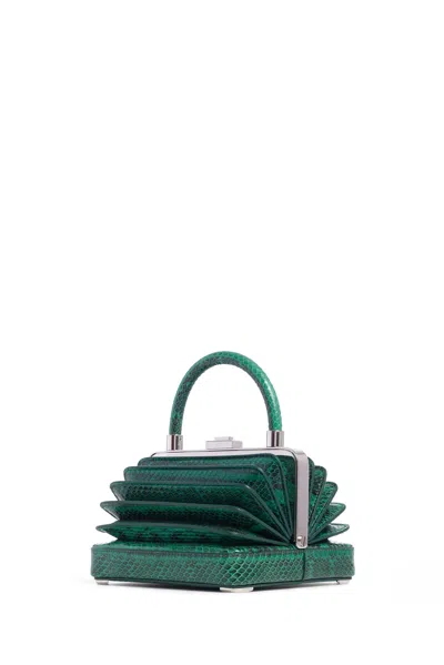 Shop Gabriela Hearst Small Diana Bag In Emerald Snakeskin