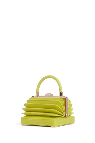 Shop Gabriela Hearst Small Diana Bag In Lime Adamite Snakeskin