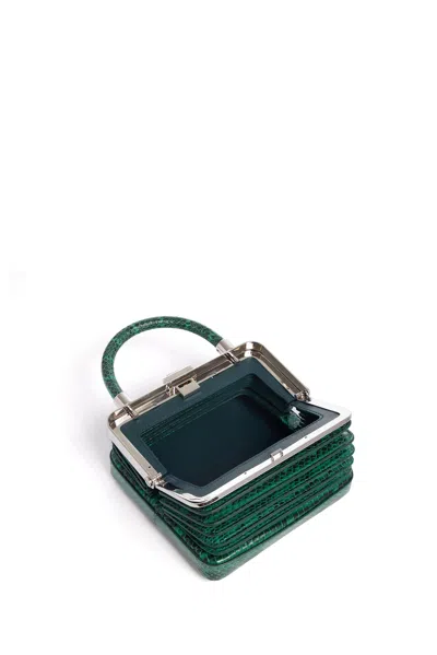 Shop Gabriela Hearst Small Diana Bag In Emerald Snakeskin