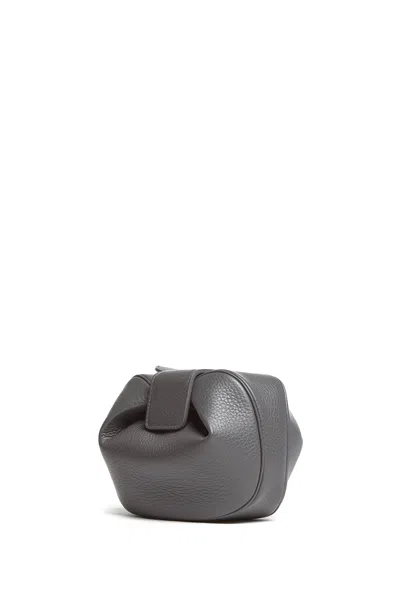 Shop Gabriela Hearst Soft Demi Clutch In Charcoal Leather