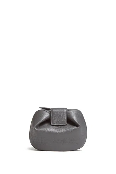 Shop Gabriela Hearst Soft Demi Clutch In Charcoal Leather