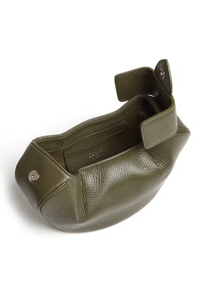 Shop Gabriela Hearst Soft Demi Clutch In Olive Leather