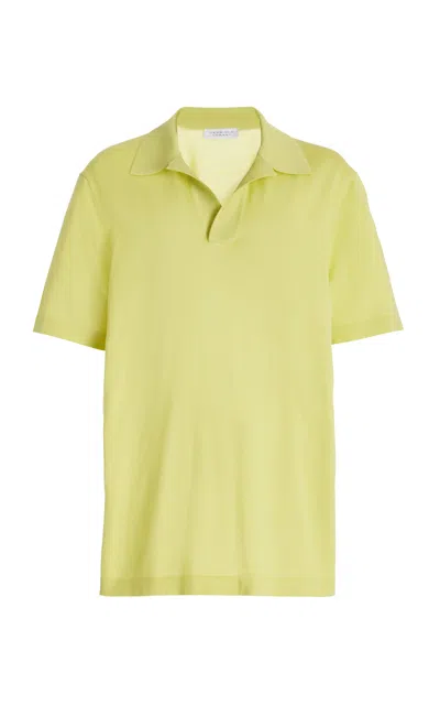 Shop Gabriela Hearst Stendhal Knit Short Sleeve Polo In Lime Adamite Cashmere