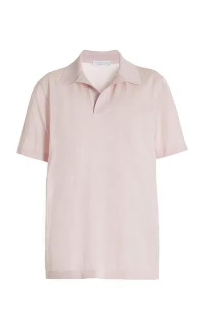 Shop Gabriela Hearst Stendhal Knit Short Sleeve Polo In Blush Cashmere