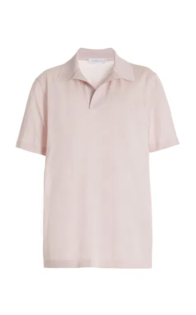 Gabriela Hearst Stendhal Knit Short Sleeve Polo In Blush Cashmere In Blush