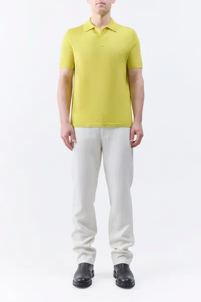 Shop Gabriela Hearst Stendhal Knit Short Sleeve Polo In Lime Adamite Cashmere