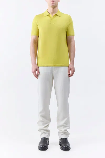 Gabriela Hearst Stendhal Knit Short Sleeve Polo In Lime Adamite Cashmere In Lime Adamite