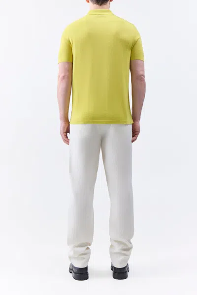 Shop Gabriela Hearst Stendhal Knit Short Sleeve Polo In Lime Adamite Cashmere